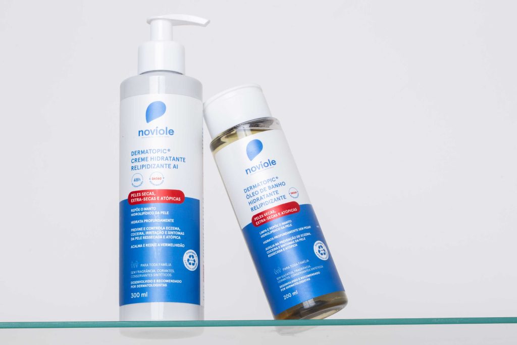 Produtos hidratantes da Noviole para cuidados com a pele.
