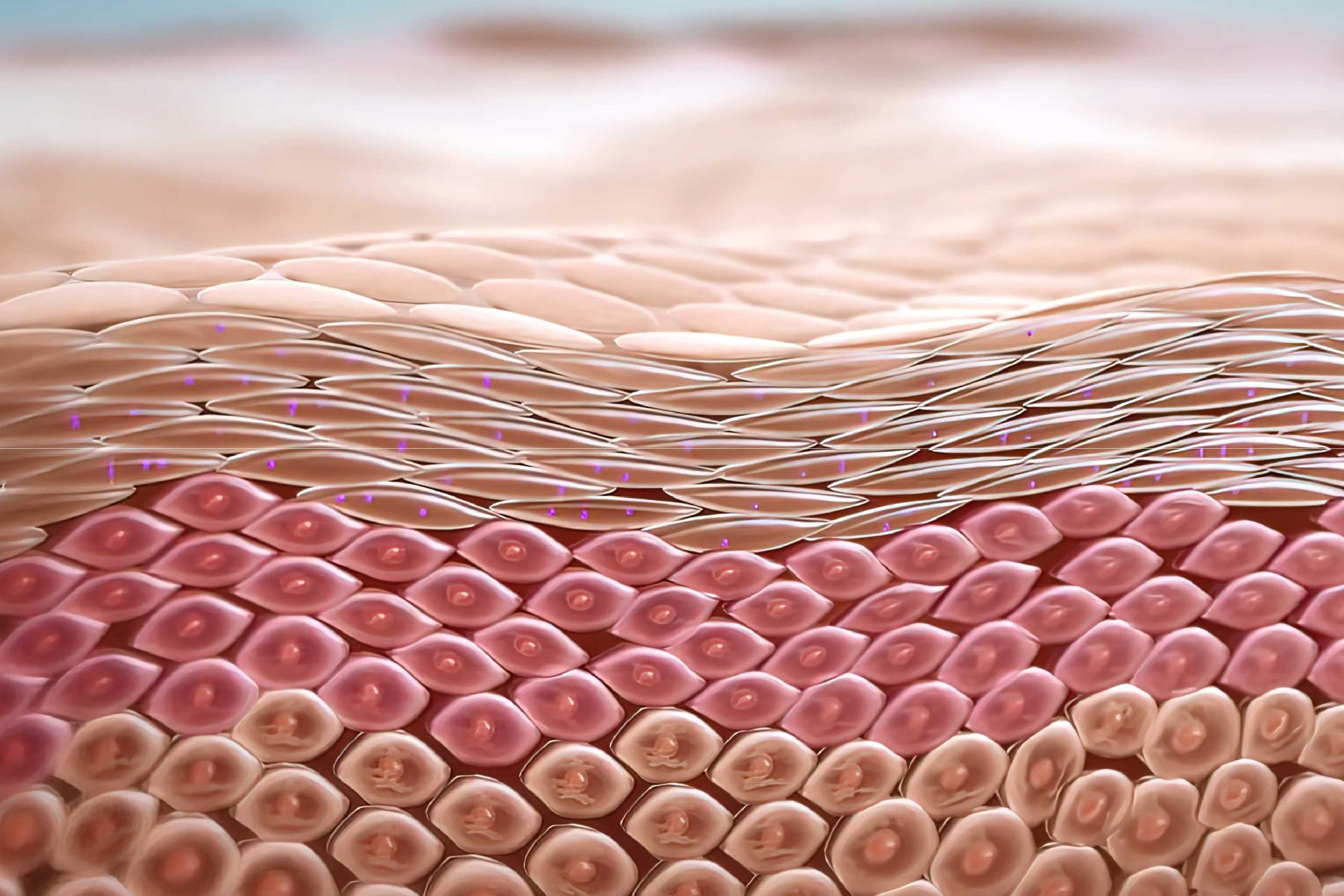 Ilustração de camadas da pele humana em detalhe.